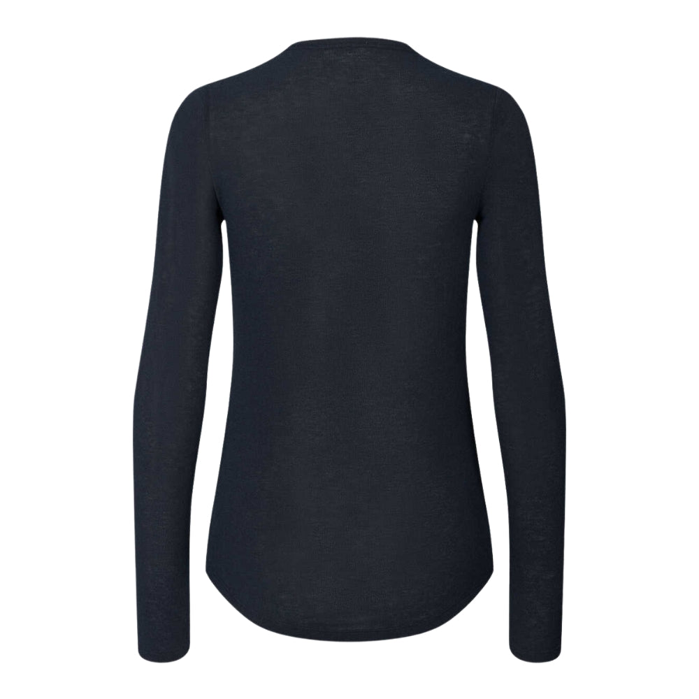 Thyra Wool langærmet t-shirt - Midnight Blue